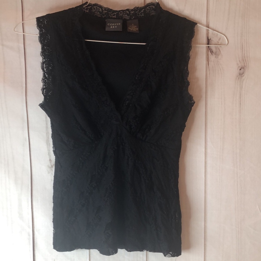 Copper Key Black Lace Sleeveless Top Juniors Size Small